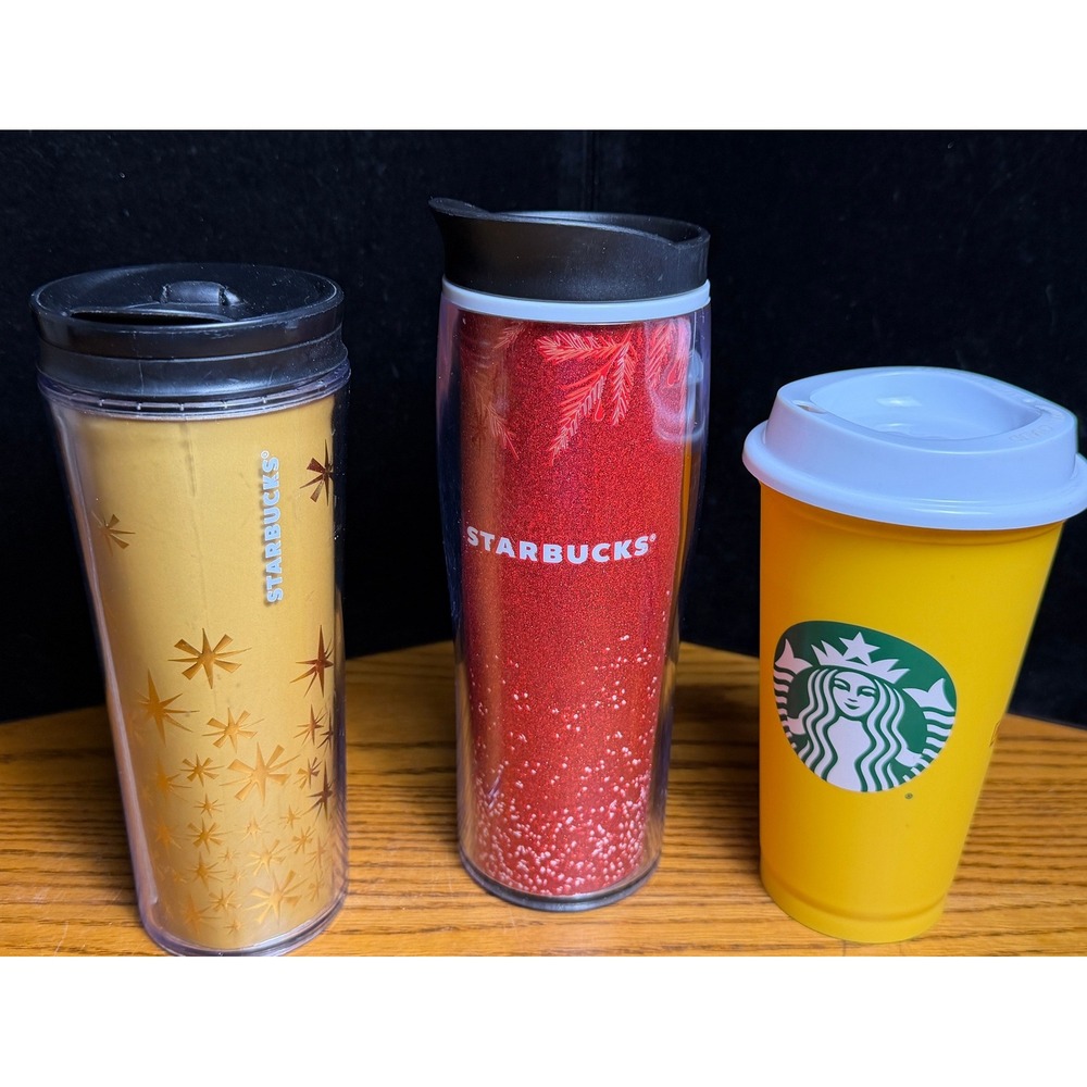 Starbucks Tumbler Lot of 3: Red Glitter Gold University of Minnesota 16oz